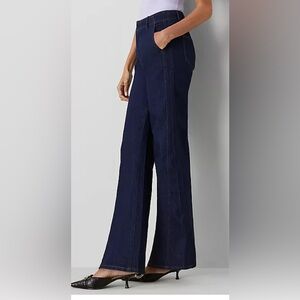 NWT Ann Taylor The Seamed Wide-Leg Trouser Jean Classic Rinse Dark Blue